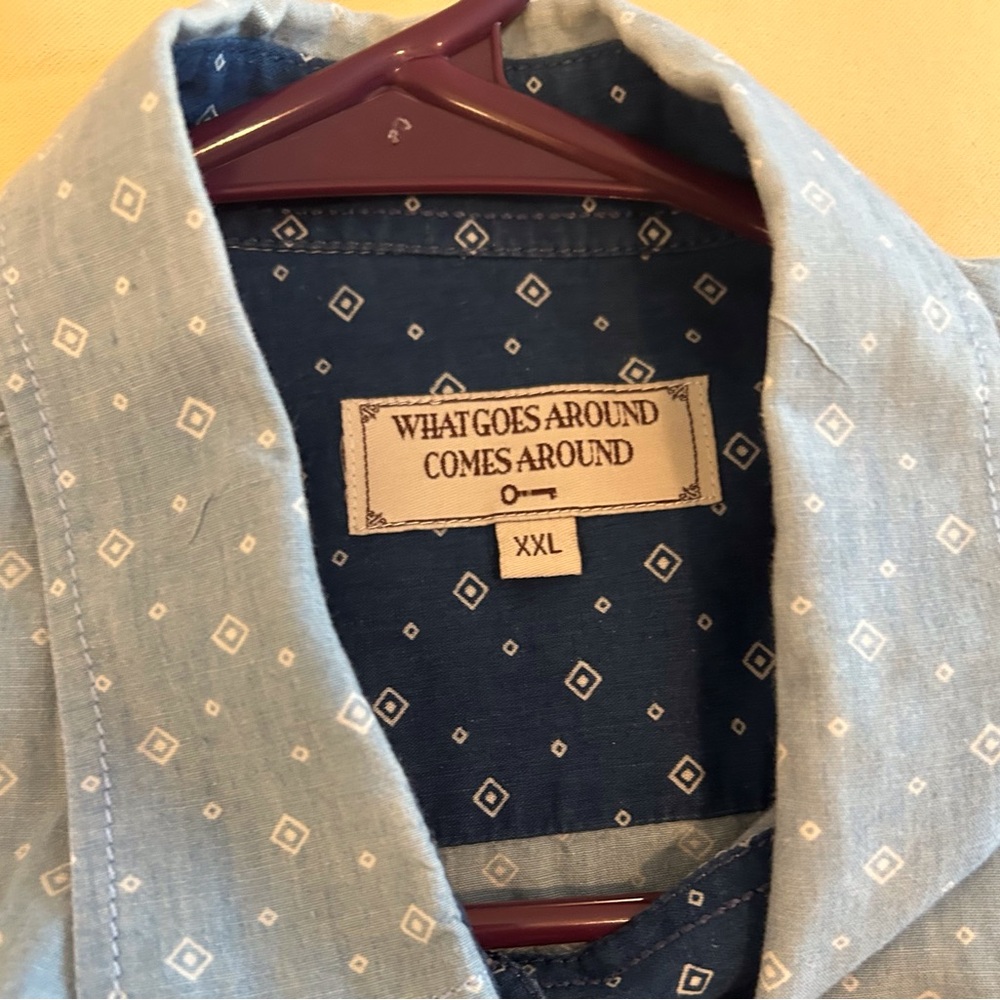 What Goes Around Comes Around Light Blue Patterned Shirt - Picture 3 of 4